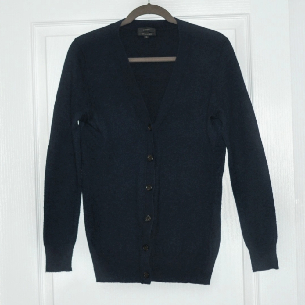J. Crew with cashmere navy button up long sweater